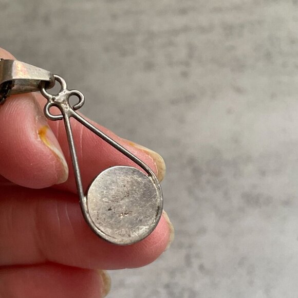 Cabochon Polished Amazonite Sterling Silver Pendant Necklace Box Chain 10" Drop - Picture 6 of 7